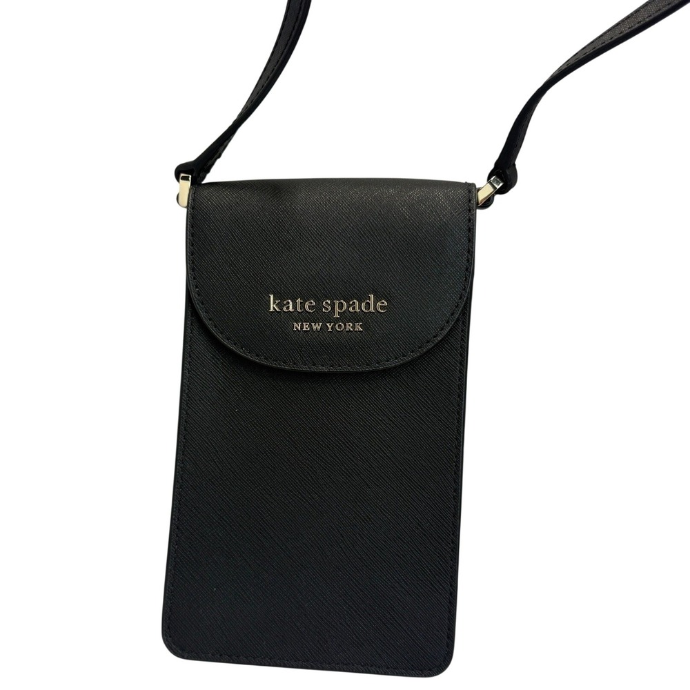 Kate Spade Black Saffiano Leather North South Phone Crossbody Bag